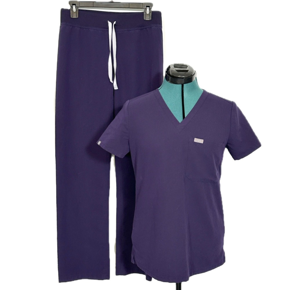 FIGS Scrub Set Catarina Top Livingston Pants XS Purple Medical Uniform